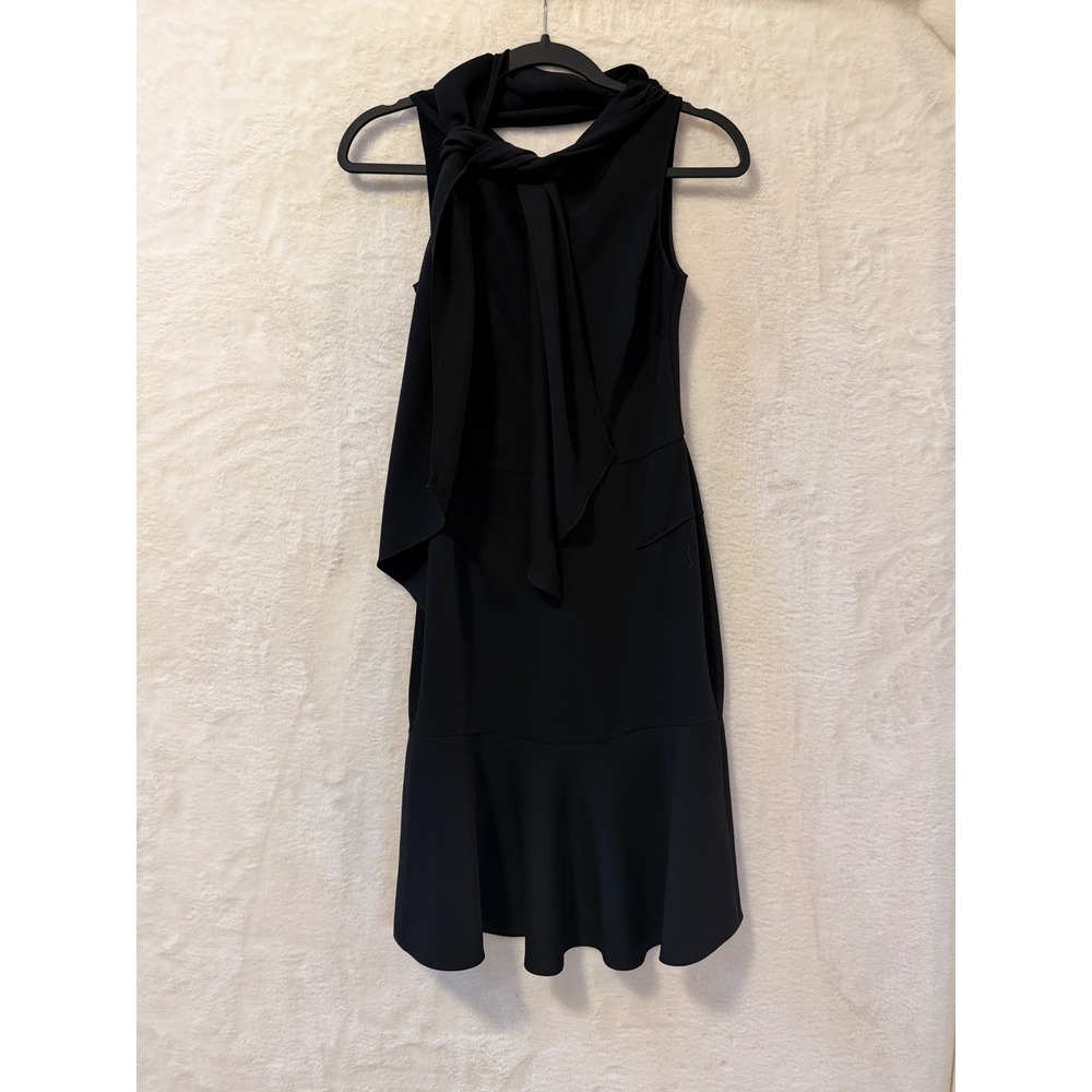 Sophie Theallet The Limited Dress Womens 0 Black Tie Neck Ruffle Hem Sleeveless